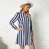 Robes décontractées d'été Femmes Elegant Striped à manches longues Robe de plage bleu 2024 AUTUMNE CHECK INTRACT V V V V V V V V V V V V V V V VILEMENT MINI XL