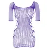 Sexy Female Dress Sleepwear Long Sleeve Clothes Ladies Summer Fishnet Short Net Skirt Lingerie Women 240419