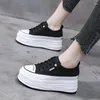 Casual Shoes 7cm Cow Genuine Leather Vulcanized Platform Wedge Hidden Heels Lace Up Increase Women Fashion Sneakers Ladies