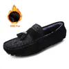 Casual Shoes Winter Men's 2024 Slip On Moccasins Short Plush Loafers italiensk högkvalitativ bekväm körning