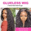 Vattenvåg Glueless peruk Pre-cut HD spets peruk 180% för plukted naturlig våg Gluely Curly Human Hair Wigs For Women 240409