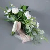Dekoratif çiçekler gözyaşı tipi gelin tutma düğün simülasyon su damla buket atış sahne dekorasyon kalıcı