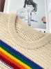 Chandails pour femmes Pulllate en tricot à rayures Rainnbow Sweater Lady O-Neck Sans manches