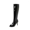 Boots Sexy Thigh High Women Peep Toe Spring Summer Knee Boot Ladies Zipper Black Red White Long Party Shoes Female 2024