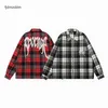 Autumn High Street Tide Plaid Shirt Letter Embroidery Reveng Loose Zipper Jacket Mens and Womens Jackets