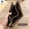 Brieftaschen Bullcaptain Herren Reißverschluss Brieftasche RFID Wallet Multifunktion Storage Bag Coin Geldbörse Wallet Beutel echter Ledertasche Männlich