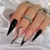 Falso unhas longas estiletto balé dicas de unhas falsas com desenhos de gradiente de glitter unhas falsas vestíveis com cola pressiona de amêndoa nas unhas de acrílico y240419