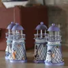 Candlers 1pcs Creative Mediterranean Lighthouse Fer Bleu Bleu Bougies Bougies Bougies de support DÉCOR DE TABLE