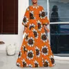 Casual Dresses Vonda Summer Bohemian Women Floral Print Long Dress 2024 O-Neck Lantern Sleeve Maxi Sundress Vintage Loose Vestidos