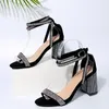 Chaussures habillées 2024 Fashion Sandales Sandales Summer Summer High Heels Foot Wrap Crystal Cover Talon