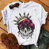 Camas femininas Camisetas de Halloween Corto Corrente Camiseta Funny Graphic 2024 moda o pescoço 90s camisa menina casual manga curta impressa