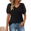Koszule kobiet w rozmiarze letnia topy V Szyjka T-shirty Szwajcarskie kropkowane puszysty puszysty bluzki z krótkim rękawem