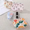 Storage Bags Compact Travel Organizer Floral Print Waterproof Lipstick Bag With Metal Spring Opening Automatic Closure Portable For Commute