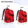 Backpack Red Rose Print Eleganckie kwiatowe mężczyźni poliestrowe plecaki na zewnątrz lekkie urocze torby z liceum plecak