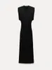 2024 Seksowne tylne dzielone rękawie Bodycon Dres Zipper Black Slim Midi Sukienki Eleganckie kobiece szaty 240409