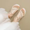 Mingman Womens Shoes Sandals 355-1 클립 발가락 두꺼운 힐 샌들 여성 여름 요정 스타일 여름 패션 플랫 바닥 해변