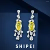 Dangle Earrings Shipei Luxury 925 Sterling Silver Oval 4ct Yellow Sapphire Pink Gemstone Fine Jewelry Pear Sale