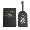 Holders Solid Mr Mme Passport Cover Luggage Tag Couple de mariage Couvre de passeport Couverture de couverture de voyage de voyage Couverture de passeport CAVERS CH26LT45
