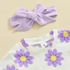 Ensembles de vêtements pour tout-petit bébé fille 3pcs Vêtements tenues Summer Floral Print Shirts Shorts Bandband