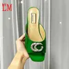 Designer Luxury Double G Slide de brevet Sandale Set Crystal Set Sparkling Sliptware Slip on Sandal Flip Flop Flat Slide Slipper with Box