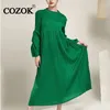 Robes décontractées Cozok TRENDY Élégant Femmes plissées Robe de couleur solide