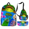 Mochilas populares jovens meus monstros de canto 3pcs/set backpack 3d impressão bookbag laptop mochila mochila bolsas de peito estojo de lápis