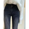 Jeans femminile nero per donne inverno oversize alti pantaloni versatili y2k