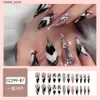 False Nails 2024 Pointed Head False Nails French White Press On Nails With Crystal Design European Women Lady Artificial Fake Nails Y240419 Y2404195Uev