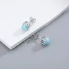 Stud -oorbellen xyop Natuurlijk larimar blauw ronde delicate brandende kerst warm voor liefde winter lof