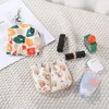 Storage Bags Compact Travel Organizer Floral Print Waterproof Lipstick Bag With Metal Spring Opening Automatic Closure Portable For Commute