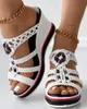 الصنادل Flip Flops Women Colorful Peraded Wedge Wedge Shoes Beads Slippers Platform Summer Summer Wedges Ladies 240411