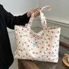 Shoulder Bags Cute Cherry Strawberry Print Casual Tote Bag Large Capacity Shopping Nylon Aesthetic Handbag Grocery For Women