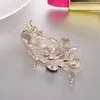 Brooches Elegant Wedding Jewelry Gift Bridal Scarf Buckle Clip Pins Crystal Flower Bouquet Phoenix Brooch Opal Stone