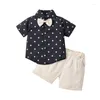 Ensembles de vêtements 2pcs Toddler bébé garçon vêtements d'été Kid Polka Dot Bouton Down Down Short Elastic Shorts Gentleman tenue