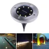 Solar Powered 8 LED Lighting Buried Ground Underground Light for Outdoor Path Garden Lawn Landscape Decoration Lamp LL