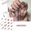 Falsche Nägel 24 pcs langspitze Goth -Stil Presse auf Nagelspitzen mit rotem Strassstein Design Voller Abdeckung Wearable Artificial Nagel Patch für Mädchen Y240419