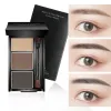 Enhancers 3 Colors Waterproof Eyebrow Powder Palette Lasting Non Fading Natural Black Brown Eyebrow Enhancer Powder with Brush Cosmetic