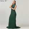 Sukienki imprezowe Est Designer Green Glitter Evening Modna moda High Collar Bez rękawów Suknie syreny 2024 LA6433
