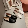 Casual Shoes Soft Soled Women's Flat Sole Vulcanized Square Toe Leather Loafers