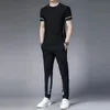 Tracksuit Sportswear Pants Sets Grey Mens Clothing Jogging T Shirt Man No Sports Suits Fashion Top Summer Regular Fit Slim 240416