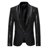 Gold Shiny Men Blazer Jackets paillettes Stylish DJ Club Graduation Solid Blazer Stage Party Outwear Outwear Blazer Clothes 240408