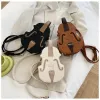 Sacs Femmes multifonctionnelles Sac Forme de violon PU Cuir Petit sacs à dos Créatif Piano Cropbody Sac Fil