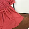 Nieuwe baby rok geborduurd logo rode prinses jurk maat 90-160 cm kinderontwerper kleding zomer zomer korte mouwen meisjes feestdress 24april