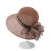 Шляпа женщина органза Большой Край Сплайсинг солнечный капля цветочные каникулы для отдыха пляжные шляпы для женщин 240415