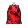 Ryggsäck rött rostryck eleganta blommiga män polyester utomhus ryggsäckar lätta söta gymnasieskålar ryggsäck