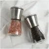 Mills Manual Pepper Salt Grinder Sauve en acier inoxydable Sauce de cuisine Trop-outil de gouttes Home Garden Dhwcj