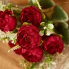 Kwiaty dekoracyjne 35 cm różowy piwonia sztuczny bukiet na ślub 6 dużych głowa