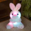 Verlichting Konijn Plush Toy Glowing Luminous Rabbit Plush Toys Gevulde dieren voor meisjes gloeien speelgoedkinderen Kerst verjaardag cadeau 240419