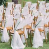 10pcs White Net Totle Tulle Chair Sashes para Eventos de Casamento Decoração de Banquetes ARCH DIY NO NO FLOR 240407