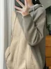 Женские трикотаж 2024 весенний осенний женский свитер свитер молнии мериносовые шерстяные толстые толчки кардиган повседневная свободная вязаная корейская модная одежда